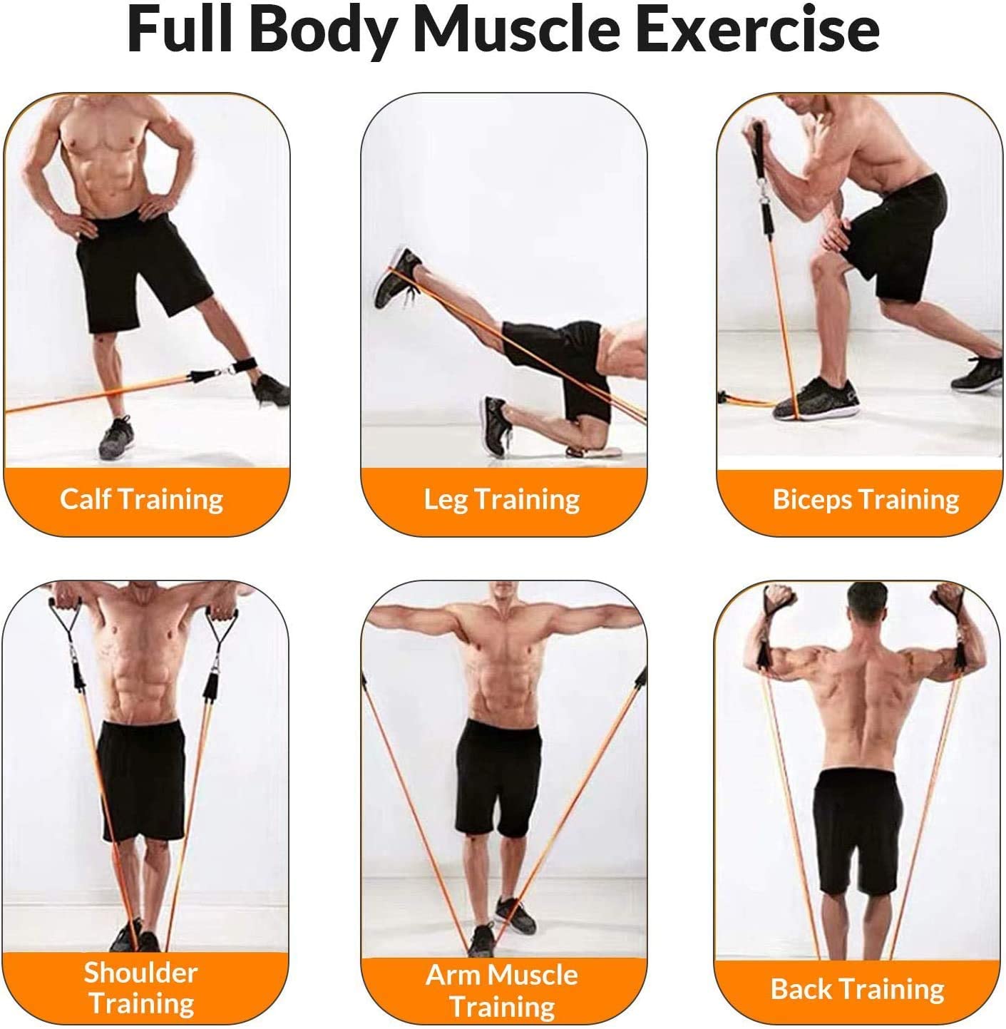 11pc Resistance-Bands-Set Workout-Bands with handles X002J8AAYX ...